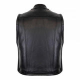 Zipper Leather Vest Biker In Black