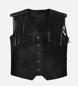 Men Black Leather Vest