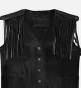 Men Black Leather Vest