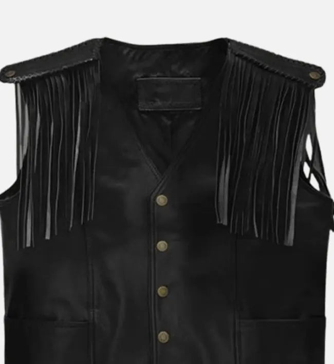 Men Black Leather Vest