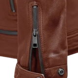 Tan leather motorcycle jacket for men