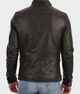 Mens Black Biker Leather Four Pockets Jacket