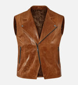 Men Riders Edge Brown Leather Vest