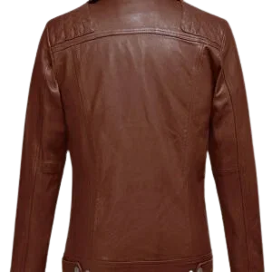 Tan leather motorcycle jacket for men